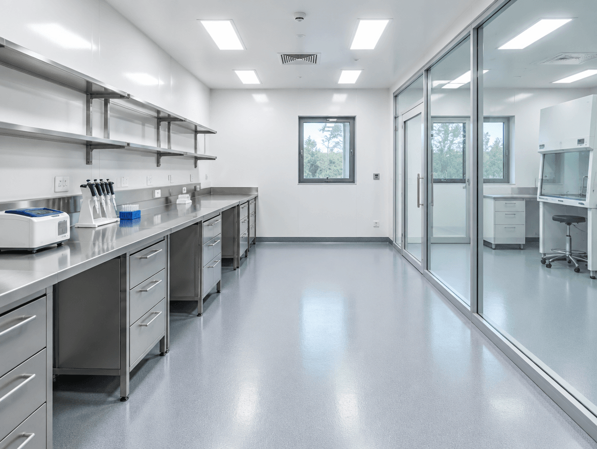 Specialised modular unit fitted out as a clean technical laboratory
