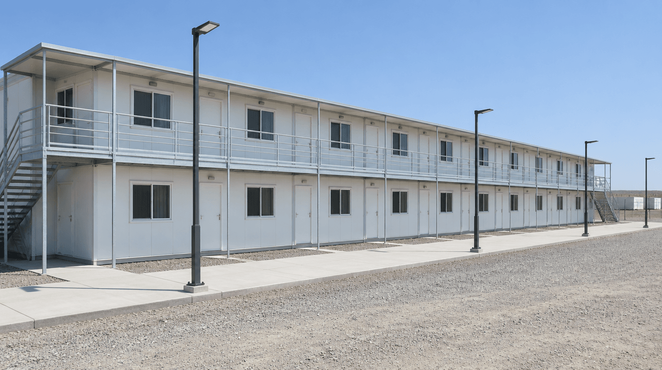 Modular labour accommodation block — on site
