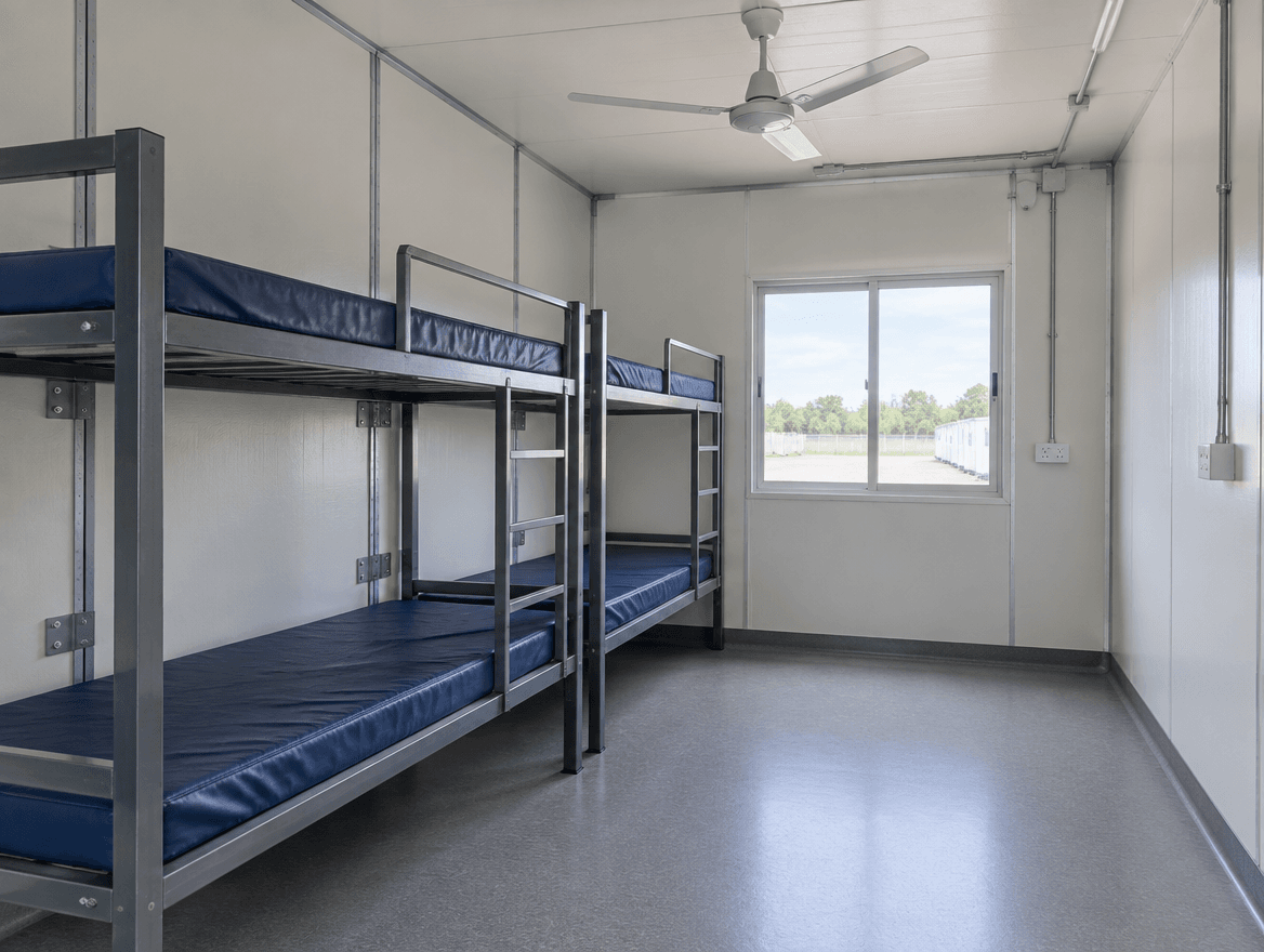 Modular labour accommodation block — construction detail