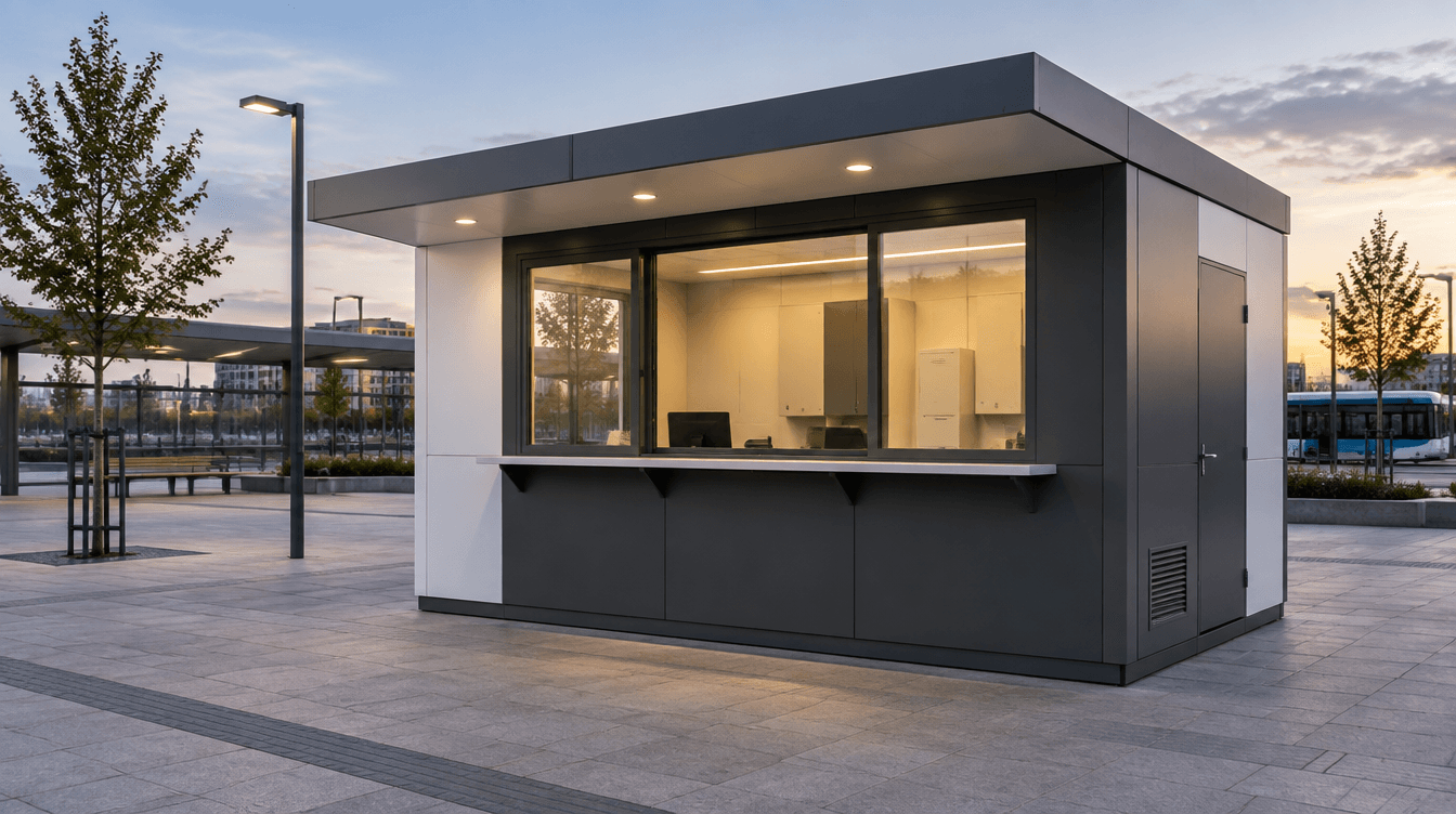 Modular ticket and utility kiosk — on site